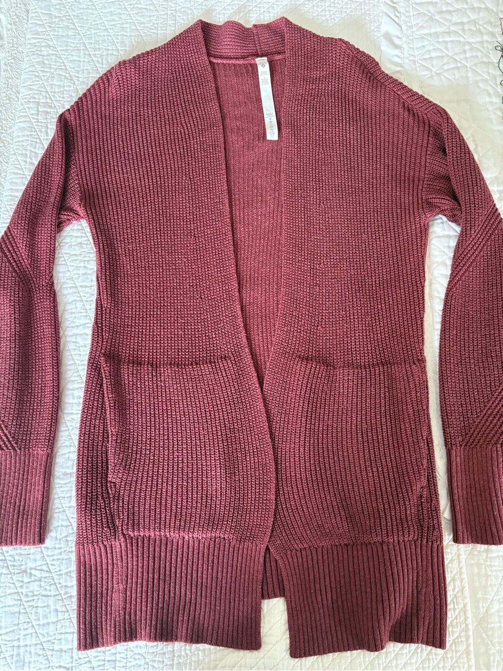 lululemon athletica Open-Front Ribbed Cardigan in mulled mulberry